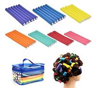 QINERSAW Lot de 42 bigoudis flexibles pour grandes boucles - 7 tailles - Sans chaleur - Pour cheveux courts et longs - En mousse - Avec sac
