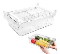 QINERSAW Rangement Frigo Rétractable 30 * 20 * 9.5cm Boîte de Rangement Frigo Coulissant Bac de Rangement Plastique Frigo Transparent Rangement Frigo Tiroir pour Légumes Viande Fruits