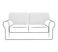 qing yun Lot de 2 housses de protection extensibles pour dossier de canapé et fauteuil de maison (blanc, T-2 pièces (gauche + droite))