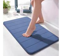 qing yun Tapis de bain doux en mousse à mémoire de forme ultra doux et super absorbant pour cuisine, salle de bain (80 x 160 cm, bleu marine)