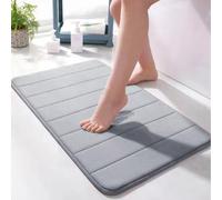 qing yun Tapis de bain doux en mousse à mémoire de forme ultra doux et super absorbant pour cuisine, salle de bain (50 x 90 cm, gris)