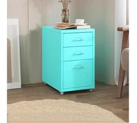 QINGDONGDZA Classeur Roulant Métallique, Classeur Mobile à Tiroirs avec roulettes Verrouillables,Meuble De Rangement Métallique sous Bureau, Support Mobile Imprimante avec Blue 18 * 16 * 11inch