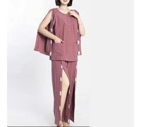 QINGDONGDZA Robe de Soignant Printemps-Automne Facile à Enfiler et à Retirer pour Patients Alités Ensemble de Vêtements de Nuit pour Dialyse et Rééducation après Fracture,Leather Red Suit,XL