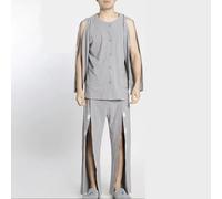 QINGDONGDZA Robe de Soignant Printemps-Automne Facile à Enfiler et à Retirer pour Patients Alités Ensemble de Vêtements de Nuit pour Dialyse et Rééducation après Fracture,Khaki Suit,XXL