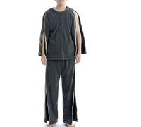 QINGDONGDZA Veste jetable facile à porter pour patients automne/hiver pour personnes âgées avec fracture osseuse, fermeture éclair complète, uniforme infirmier, vêtement de nuit épais,Dark gray suit,L