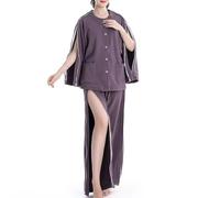 QINGDONGDZA Veste jetable Facile à Porter pour Patients Automne/Hiver pour Personnes âgées avec Fracture osseuse, Fermeture éclair complète, Uniforme Infirmier, vêtement de Nuit épais,Purple Suit,3XL