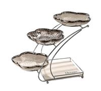 QINGGANG-0224 Centre de table décoratif Présentoir à fruits 3 niveaux, bols en forme de fleur, présentoir apéritifs gain place avec rangement intégré, idéal for la cuisine, les repas et fêtes