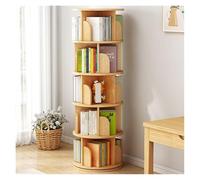 QINGGANG-0224 Rangement de Livres Rotating Bookcase Floor Shelves Home Living Room Student Illustrated Book Storage Bedroom Multilevel Bookcase étagères à Livres(Log Color)