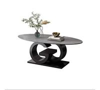 QINGGANG-0224 Table d'appoint de canapé Coffee Table with Metal Base, Oval Center Table, Sturdy Modern Tea Table, Sofa Cocktail Table for Kitchen,Balcony,Office,Meeting Room Tables de Chevet(Grigio)
