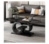 QINGGANG-0224 Table d'appoint de canapé Coffee Table with Metal Base, Oval Center Table, Sturdy Modern Tea Table, Sofa Cocktail Table for Kitchen,Balcony,Office,Meeting Room Tables de Chevet(Noir)
