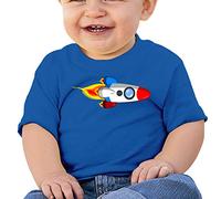 QingH Rocket Ship Red White and Blue Baby Short Sleeve T-Shirt Blue 12M