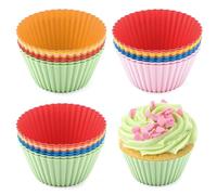 QINGHEC 24 Moule Muffins Silicone, Moules à Cupcakes et Muffins, Moule Muffin Air Fryer, Sans BPA, Moules Silicone pour Cupcakes Gâteaux Crèmes et Puddings