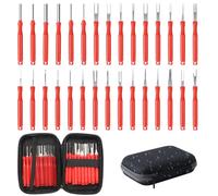 QINGHEC Lot de 30 Extracteur De Cosses, Outils De Extracteur de Cosses, Outils de Retrait de Terminal pour la Plupart des Terminaux de Connecteurs (Rouge)