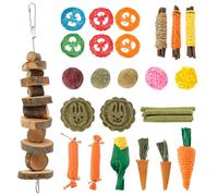 QINGLANG Lot de 28 jouets à mâcher naturels pour hamster, jouet d'enrichissement pour lapin, rat, cochon d'Inde et chinchilla