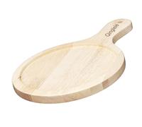 Qinglele Assiette à pizza en bois d'hévéa épais, diamètre 17,8 cm, planche à pizza ronde, petite planche à pizza avec poignée, plaque à pizza pour pizza