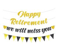 qingmeng Guirlande de départ à la retraite, « Happy Retirement », « We Will Miss You », bannière d'adieu, collègue, départ à la retraite, pour homme et femme
