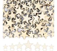 qingmeng Lot de 100 étoiles en bois 10/12/15/20 mm pour bricoler, petites étoiles, décoration de Noël, confettis en bois, décoration de table de Noël, étoiles à disperser, couronne de l'Avent