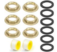 qingmeng Lot de 6 écrous de sécurité hexagonaux à bride - Écrou à bride de 1/2" - Avec joint et bande d'étanchéité filetée - Filetage intérieur en laiton - Pour robinet, lavabo, sanitaire