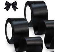 qingmeng Ruban cadeau noir de 44 m - 5 cm - Ruban de satin noir - Ruban de soie - Pour emballage cadeau de mariage, décoration de Noël