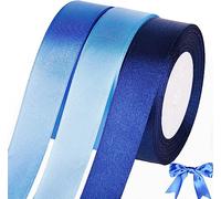 qingmeng Ruban de satin bleu 66 m de large - 20 mm de large - Ruban cadeau de mariage - Ruban cadeau bleu pour baptême, anniversaire, décoration d'emballage cadeau