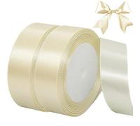 qingmeng Ruban de satin crème, 44 m de long, beige large, 20 mm, crème, ruban cadeau de mariage, beige, ruban cadeau pour baptême, anniversaire, décoration, emballage cadeau