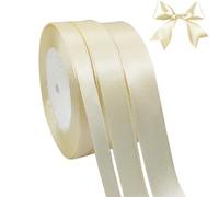 qingmeng Ruban de satin crème - 66 m - Beige - Largeur : 10 mm/15 mm/20 mm - Tissu beige - Pour cadeau de mariage, baptême, anniversaire - Emballage cadeau