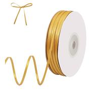 qingmeng Ruban de satin doré de 91 m de long - Largeur : 3 mm - Tissu cadeau de mariage - Ruban cadeau doré pour baptême, anniversaire - Emballage cadeau