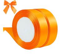 qingmeng Ruban de satin orange, 44 m de large, 20 mm, en tissu, pour cadeau de mariage, baptême, anniversaire, décoration d'emballage cadeau