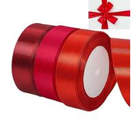 Qingmeng Ruban de satin rouge de 20 mm de large - Ruban cadeau pour mariage, baptême, anniversaire, décoration, emballage cadeau
