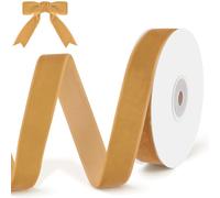 qingmeng Ruban de velours doré - 9 m - 20 mm - Ruban décoratif de Noël - Pour travaux manuels, emballage cadeau - Décoration de Noël