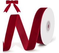 qingmeng Ruban de velours rouge - 9 m - 20 mm - Ruban décoratif pour emballage cadeau de Noël - Pour travaux manuels, emballage cadeau - Décoration de Noël
