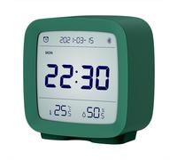 QingPing Réveil Bluetooth, 5 en 1 réveil multifonctions, Bluetooth 5.0, horloge, thermomètre, hygromètre, calendrier, vert