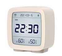 QingPing Réveil Bluetooth, 5 en 1 réveil multifonctions, Bluetooth 5.0, horloge, thermomètre, hygromètre, calendrier, Beige