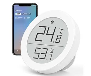 Qingping Thermomètre Hygromètre Compatible avec HomeKit (Uniquement avec iOS), Moniteur de Température et d'Humidité Intérieure Sans Fil avec Écran à Encre Électronique, via Thread ou Bluetooth