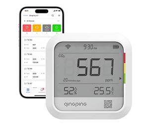 Qingping Thermomètre hygromètre détecteur de CO2, surveillance à distance via Qingping IoT, moniteur de température et d'humidité pour différents scénarios, notification d'alerte rapide