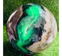 QINGQI Pierre Naturelle Boule d'agate Fluorescente Naturelle, Boule d'échantillon minéral de Pilier de Cristal de Quartz, décoration de Bureau à Domicile(Size:410-500g)
