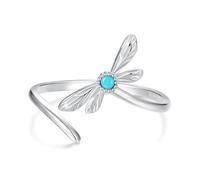 Qings Bague Libellule pour Femmes en Argent Sterling 925 Animaux Bagues Ouvert Réglable avec Zirconium Cadeaux Anniversaire pour Mère