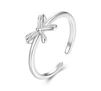 Qings Bague Nœud 925 Argent Sterling Nœud Papillon Délicat Bague Ajustable Ouverte Anniversaire Noël Bijou Ruban Cadeaux Pour Femmes Filles,Argent