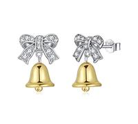 Qings Boucles D'oreilles Argent 925 pour Filles Nœud Papillon Grelot Boucles B'oreilles Carillon à vent Hhypoallergéniques pour Femmes Cadeau de Bijoux Anniversaire pour la Fille Sœur
