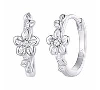 Qings Boucles D'oreilles Créoles Fleur en Argent Sterling 925, Fleur Vigne Petite Créoles Hypoallergénique Huggie Boucle D'Oreille Bijoux Cadeaux pour Femmes et Filles