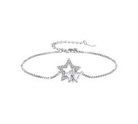 Qings Bracelet en Argent 925 avec Double étoile Pavée de Zircon Cubique, Bijoux Cadeaux pour Filles Amies Anniversaire Femmes