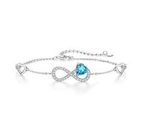 Qings Bracelet Infini Coeur Argent Sterling 925 Bracelet Femme Coeur Décembre Tanzanite Pierres de Naissance Infinity d’amour Heart Réglable Bracelets, Bijoux Cadeau d'Anniversaire pour Fille