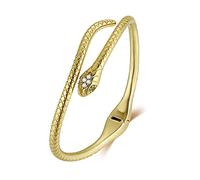 Qings Bracelet Serpent Jonc Ouvert Snake Bracelet Égyptien avec Green Eye CZ Bracelet Ouvert Plaqué Or Bijoux Serpent pour Femme Fille