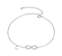 Qings Bracelets de Cheville Symbole de l'infini en Argent Sterling 925 Réglable Chaîne de Pied Plage d'été Bijoux pour Femmes et Fille