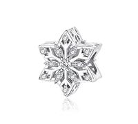 Qings Breloques de flocon de neige scintillantes perle en argent sterling 925 hexagonale fleur de neige glacée pendentif de Noël brillant pour la fabrication de bracelet collier