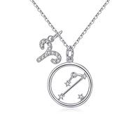 Qings Chaîne Collier Femme Argent - BFF Colliers Pendentif Bélier Aries du Zodiaque Signe Astrologique, Cadeaux d'anniversaire pour Femmes Filles