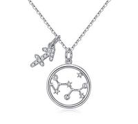 Qings Chaîne Collier Femme Argent - BFF Colliers Pendentif Sagittaire du Zodiaque Signe Astrologique, Cadeau de Thanksgiving pour Femmes Filles