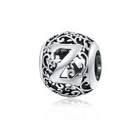 Qings Charms Lettre Z Argent Sterling 925 Charms et Perles Initiale Alphabet A à Z Motif Unique Bricolage DIY Charms pour Bracelets et Colliers Cadeau Anniversaire pour Filles Femmes