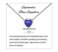 Qings Collier de Pierre Naissance en Argent Sterling 925 Pendentif en Forme de Coeur Zircon Cubique Collier Cadeau pour Filles et Femmes