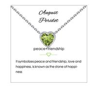 Qings Collier Pendentif Solitaire Pierre de Naissance en Argent Sterling 925 Coeur D'amour 5A Colliers en Zircone Cubique pour femme, Chaîne Réglable 45 Cm